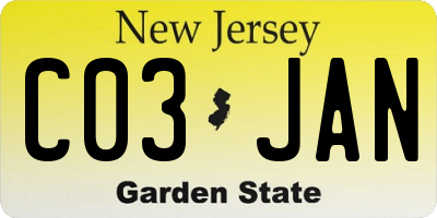 NJ license plate C03JAN