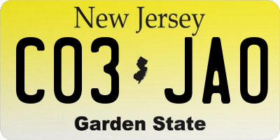 NJ license plate C03JAO