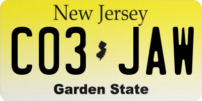 NJ license plate C03JAW