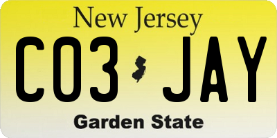 NJ license plate C03JAY