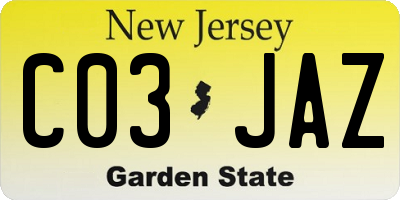 NJ license plate C03JAZ