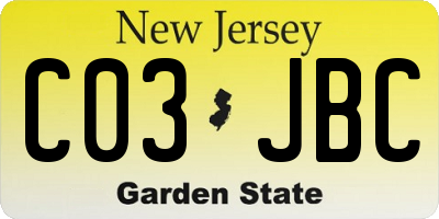 NJ license plate C03JBC