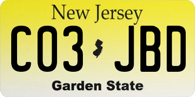 NJ license plate C03JBD
