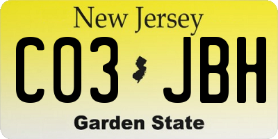 NJ license plate C03JBH