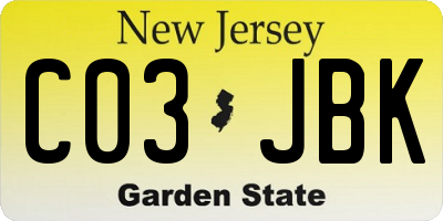 NJ license plate C03JBK