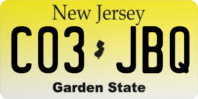 NJ license plate C03JBQ