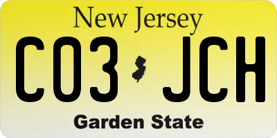 NJ license plate C03JCH