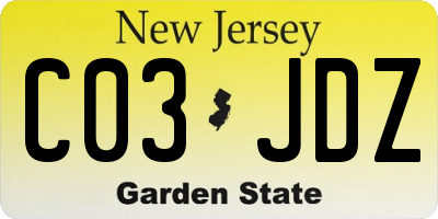 NJ license plate C03JDZ