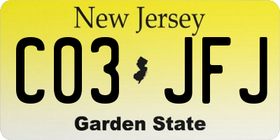 NJ license plate C03JFJ