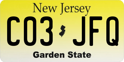 NJ license plate C03JFQ