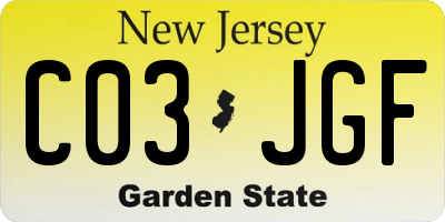 NJ license plate C03JGF