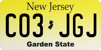 NJ license plate C03JGJ