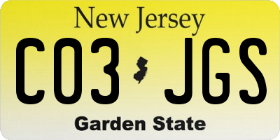 NJ license plate C03JGS