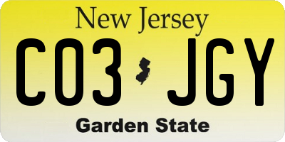NJ license plate C03JGY