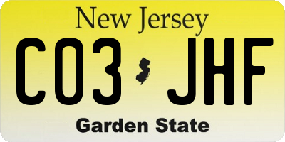 NJ license plate C03JHF