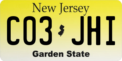 NJ license plate C03JHI