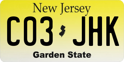 NJ license plate C03JHK