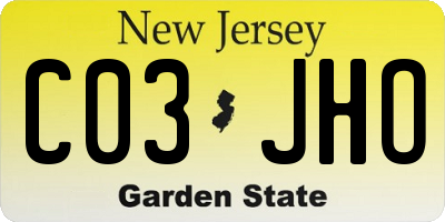 NJ license plate C03JHO