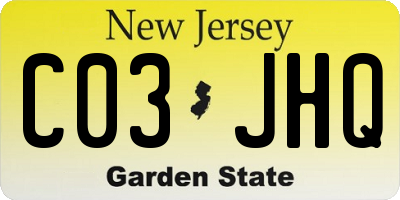 NJ license plate C03JHQ