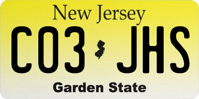 NJ license plate C03JHS
