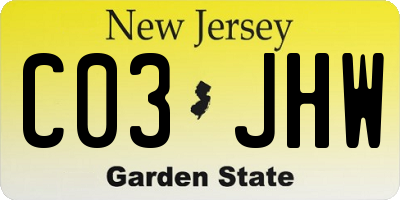 NJ license plate C03JHW