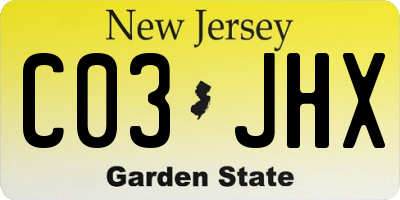 NJ license plate C03JHX