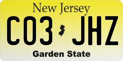 NJ license plate C03JHZ