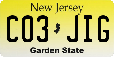 NJ license plate C03JIG