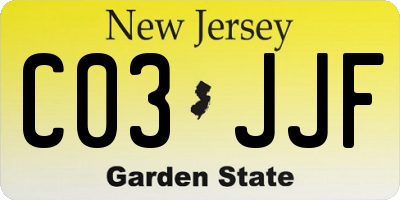 NJ license plate C03JJF