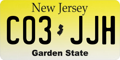 NJ license plate C03JJH