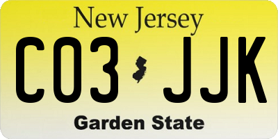NJ license plate C03JJK