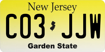 NJ license plate C03JJW