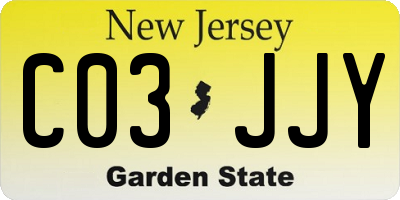 NJ license plate C03JJY