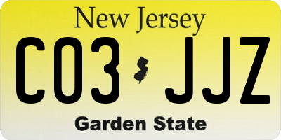 NJ license plate C03JJZ