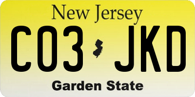 NJ license plate C03JKD