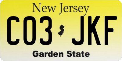 NJ license plate C03JKF