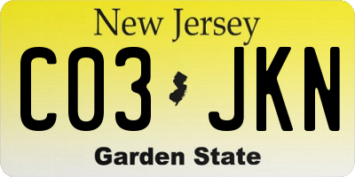 NJ license plate C03JKN