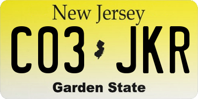 NJ license plate C03JKR