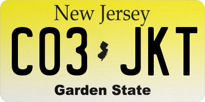 NJ license plate C03JKT