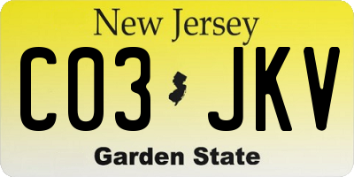 NJ license plate C03JKV