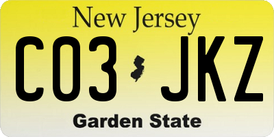 NJ license plate C03JKZ