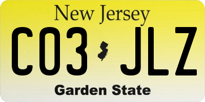 NJ license plate C03JLZ