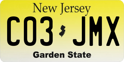 NJ license plate C03JMX