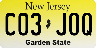 NJ license plate C03JOQ