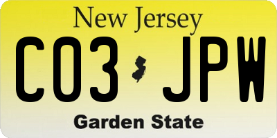 NJ license plate C03JPW