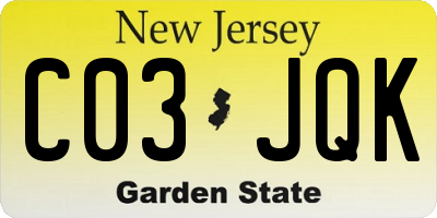 NJ license plate C03JQK