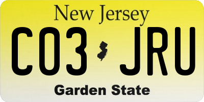 NJ license plate C03JRU