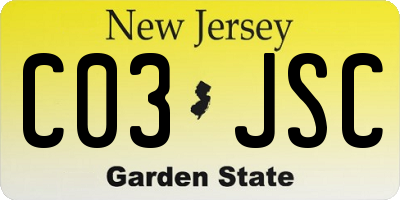 NJ license plate C03JSC