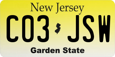 NJ license plate C03JSW