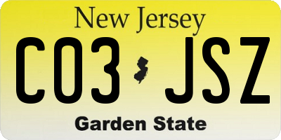 NJ license plate C03JSZ